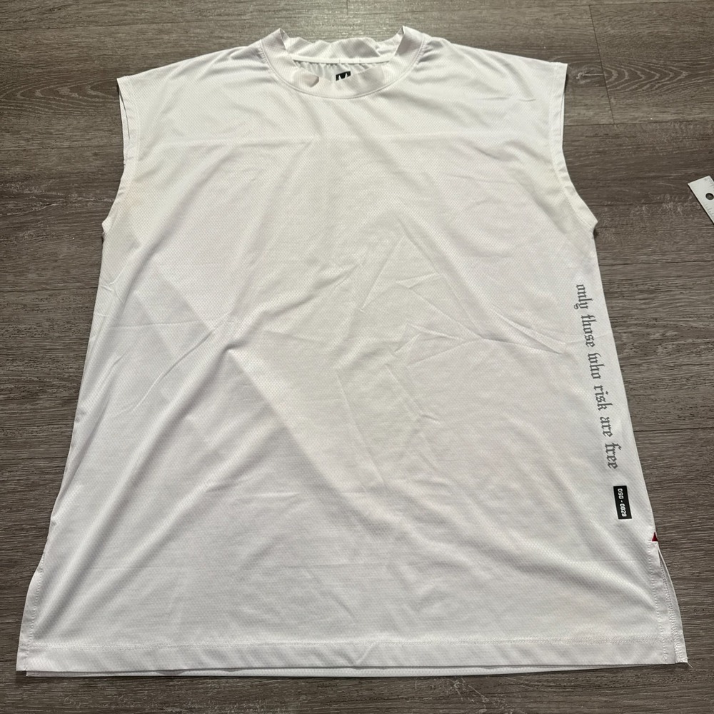 ASRV Tank Top Mens XS White DSG-0829 SILVER LITE 2.0 OVERSIZED CUTOFF Workout